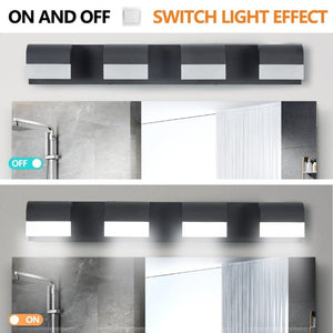 English Elm Modern Matte Black 4-Light LED Vanity Bar Acrylic Diffused Glow for Bathrooms Black - A W1340P197025
