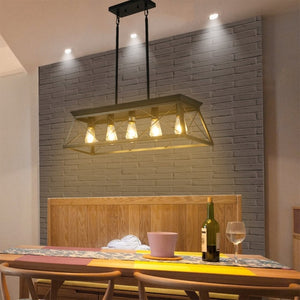 English Elm Same Matte Black Five Light Industrial Chandelier Open Cage Frame for Dining or Kitchen W1340P206629