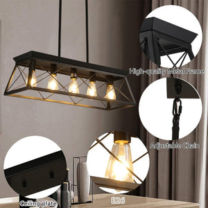 English Elm Same Matte Black Five Light Industrial Chandelier Open Cage Frame for Dining or Kitchen W1340P206629