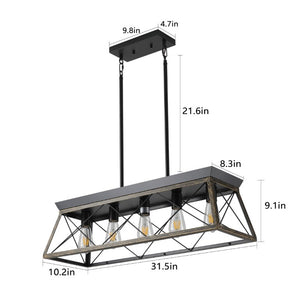 English Elm Same Matte Black Gold Five Light Industrial Chandelier Metal Cage Pendant for Dining Kitchen W1340P206630