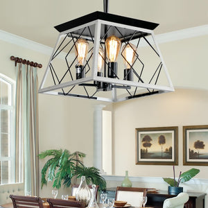 English Elm Same 4-Light Farmhouse Chandelier Iron Cage Rustic Dining Room Pendant Fixture W1340P206640