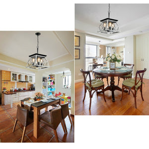 English Elm Same 4-Light Farmhouse Chandelier Iron Cage Rustic Dining Room Pendant Fixture W1340P206640