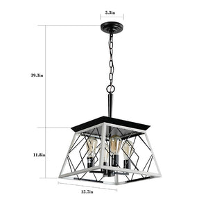 English Elm Same 4-Light Farmhouse Chandelier Iron Cage Rustic Dining Room Pendant Fixture W1340P206640