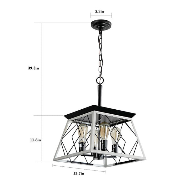 English Elm Same 4-Light Farmhouse Chandelier Iron Cage Rustic Dining Room Pendant Fixture W1340P206640