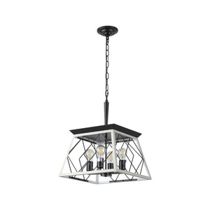 English Elm Same 4-Light Farmhouse Chandelier Iron Cage Rustic Dining Room Pendant Fixture W1340P206640