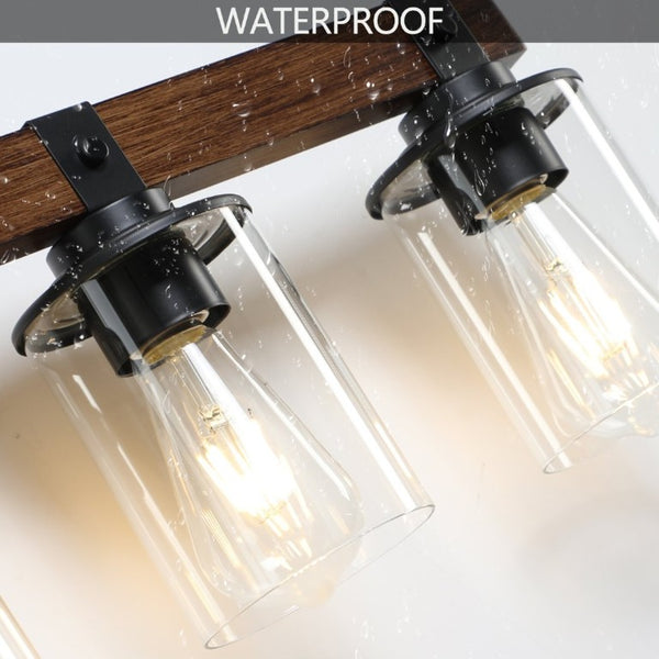 English Elm Same 42 Inch Six Light Vanity Bar Matte Black Wood Accent Industrial Farmhouse Bathroom Sconce W1340P206658