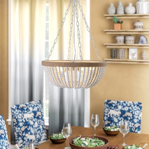 English Elm Same Bohemian Beaded Wood Chandelier Organic Oak Tones Warm Ambient Glow Artisan W1340P206667