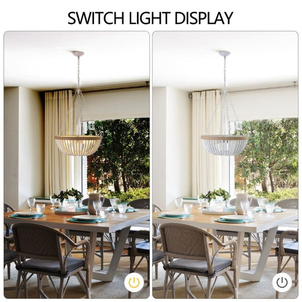 English Elm Same Bohemian Beaded Wood Chandelier Organic Oak Tones Warm Ambient Glow Artisan W1340P206667