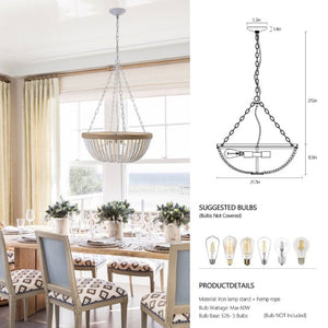 English Elm Same Bohemian Beaded Wood Chandelier Organic Oak Tones Warm Ambient Glow Artisan W1340P206667