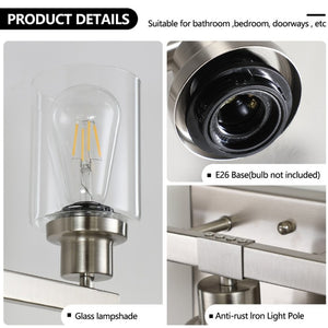 English Elm 31 Inch Five Globe Vanity Light Bar Brushed Nickel Iron Frame with Clear Glass Shades W1340P206686