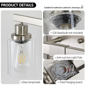 English Elm 37 Inch Six Globe Vanity Light Bar Iron Frame Clear Glass Modern Bathroom Wall Fixture Brushed Nickel W1340P206687