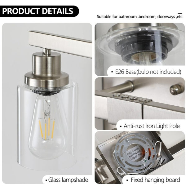 English Elm 37 Inch Six Globe Vanity Light Bar Iron Frame Clear Glass Modern Bathroom Wall Fixture Brushed Nickel W1340P206687
