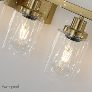 English Elm 37 Inch Six Globe Vanity Light Bar Iron Frame Clear Glass Modern Bathroom Wall Fixture Golden W1340P206691