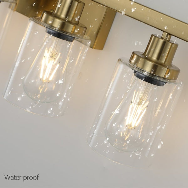English Elm 37 Inch Six Globe Vanity Light Bar Iron Frame Clear Glass Modern Bathroom Wall Fixture Golden W1340P206691