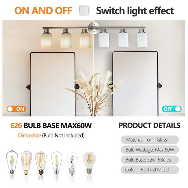 English Elm 39 Inch Six Globe Brushed Nickel Vanity Bar Light with Frosted Diffusing Shades W1340P206699