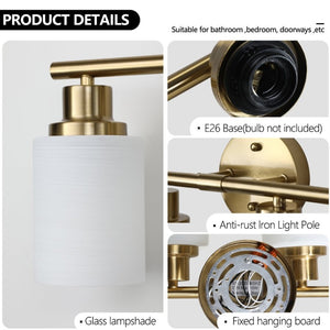 English Elm 52 Inch Eight Light Vanity Sconce Golden Iron Frame Frosted Glass Bathroom Wall Fixture W1340P206704