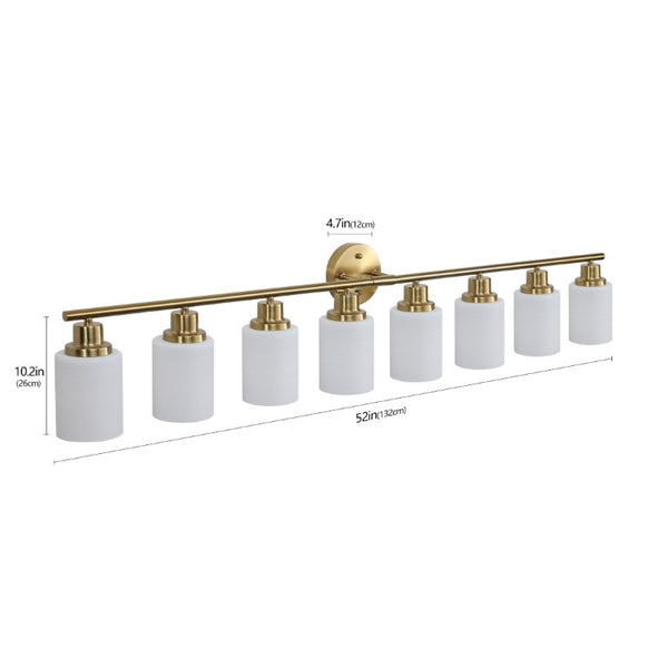 English Elm 52 Inch Eight Light Vanity Sconce Golden Iron Frame Frosted Glass Bathroom Wall Fixture W1340P206704