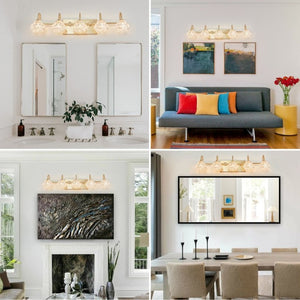 English Elm 29 Inch Five Light Gold Crystal Vanity Bar Elegant Bathroom Mirror Wall Fixture W1340P206728