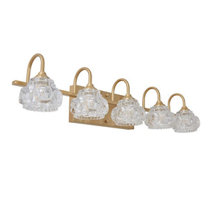 English Elm 29 Inch Five Light Gold Crystal Vanity Bar Elegant Bathroom Mirror Wall Fixture W1340P206728