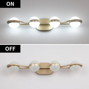 English Elm Same Four Globe LED Vanity Bar Champagne Gold Frame Crystal Acrylic Shades Bath Mirror W1340P206795