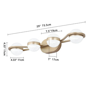 English Elm Same Four Globe LED Vanity Bar Champagne Gold Frame Crystal Acrylic Shades Bath Mirror W1340P206795