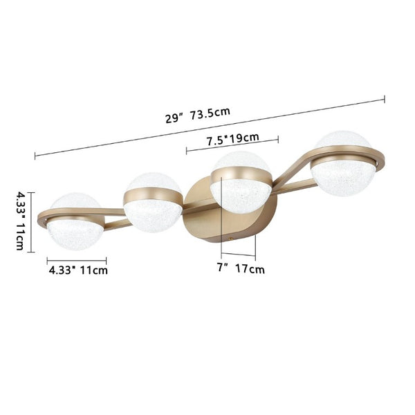 English Elm Same Four Globe LED Vanity Bar Champagne Gold Frame Crystal Acrylic Shades Bath Mirror W1340P206795