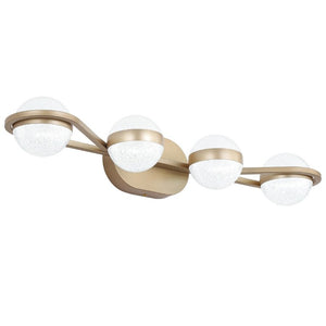 English Elm Same Four Globe LED Vanity Bar Champagne Gold Frame Crystal Acrylic Shades Bath Mirror W1340P206795