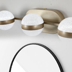 English Elm Same Five Bulb LED Vanity Light Frosted Acrylic Shades Champagne Gold Bathroom Wall Fixture W1340P206796
