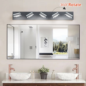 English Elm Same Matte Black Five Light LED Vanity Fixture with Square Acrylic Shades for Bathroom W1340P206799