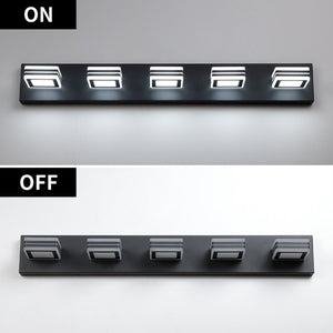 English Elm Same Matte Black Five Light LED Vanity Fixture with Square Acrylic Shades for Bathroom W1340P206799