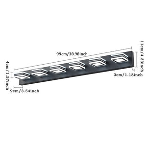 English Elm Same Matte Black Six Light LED Vanity Bar with Square Acrylic Shades for Bath Mirror W1340P206801