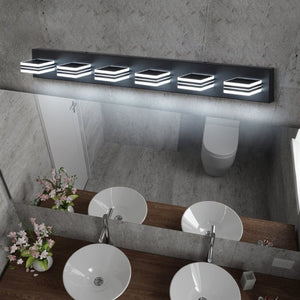 English Elm Same Matte Black Six Light LED Vanity Bar with Square Acrylic Shades for Bath Mirror W1340P206801