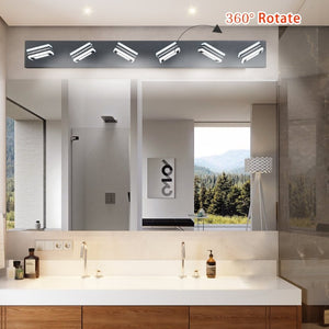English Elm Same Matte Black Six Light LED Vanity Bar with Square Acrylic Shades for Bath Mirror W1340P206801