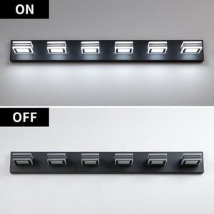 English Elm Same Matte Black Six Light LED Vanity Bar with Square Acrylic Shades for Bath Mirror W1340P206801