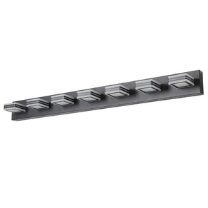 English Elm Same Matte Black 7-Light LED Vanity Bar with Square Acrylic Shades for Bathroom W1340P206803