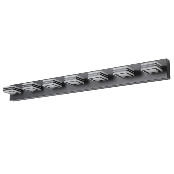 English Elm Same Matte Black 7-Light LED Vanity Bar with Square Acrylic Shades for Bathroom W1340P206803