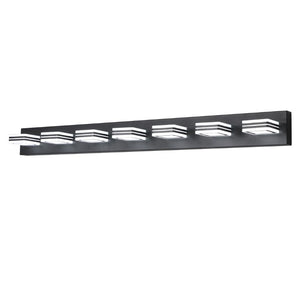 English Elm Same Matte Black 7-Light LED Vanity Bar with Square Acrylic Shades for Bathroom W1340P206803