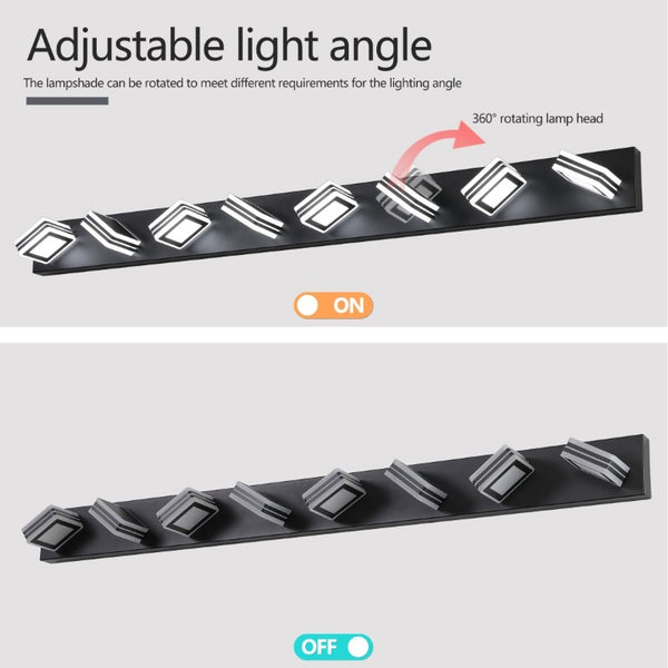 English Elm 52 Inch Matte Black LED Vanity Light Eight Globe Acrylic Shades Dimmable Bathroom Wall Fixture W1340P206804