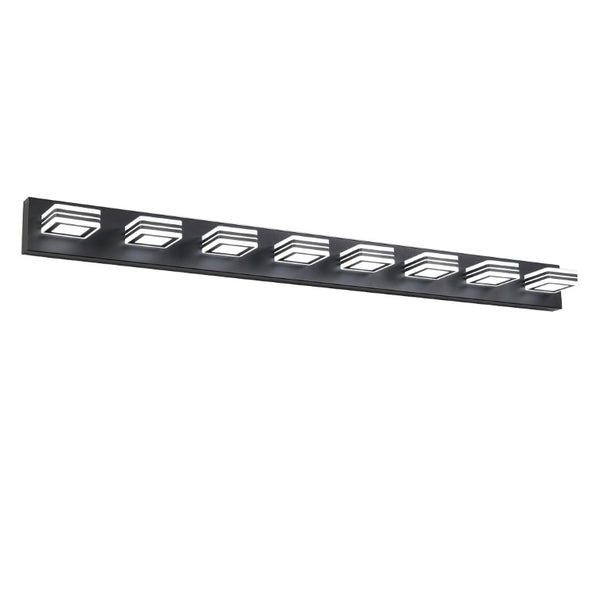 English Elm 52 Inch Matte Black LED Vanity Light Eight Globe Acrylic Shades Dimmable Bathroom Wall Fixture W1340P206804