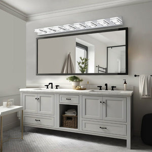 English Elm 52 Inch Chrome Eight Head LED Vanity Light with Square Acrylic Shades for Bathroom Mirror W1340P206809