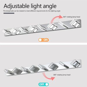 English Elm 52 Inch Chrome Eight Head LED Vanity Light with Square Acrylic Shades for Bathroom Mirror W1340P206809