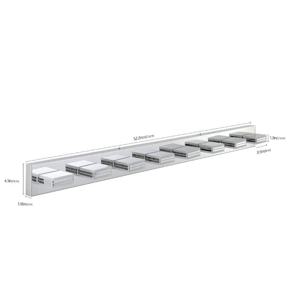English Elm 52 Inch Chrome Eight Head LED Vanity Light with Square Acrylic Shades for Bathroom Mirror W1340P206809