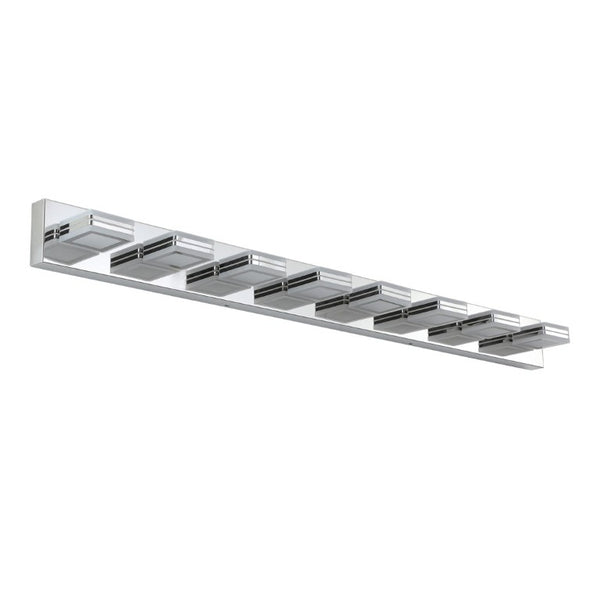 English Elm 52 Inch Chrome Eight Head LED Vanity Light with Square Acrylic Shades for Bathroom Mirror W1340P206809