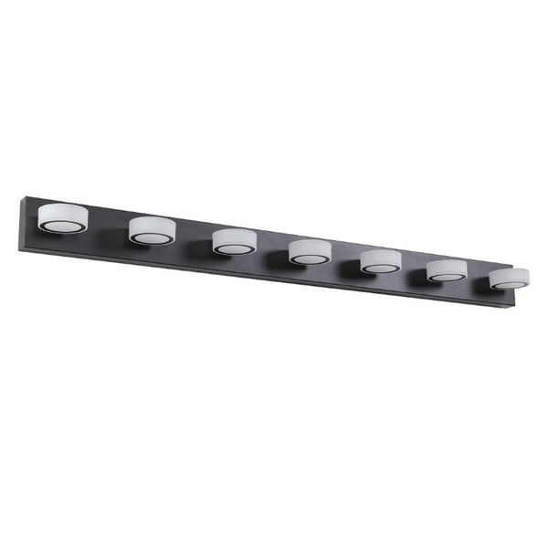 English Elm 52 Inch 7 Globe LED Vanity Light Matte Black Iron Frame Dimmable Bathroom Wall Bar W1340P206813