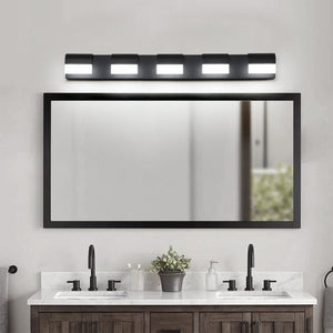 English Elm Modern Matte Black Five Light LED Vanity Bar Daylight Glow for Bathroom Mirror W1340P206819