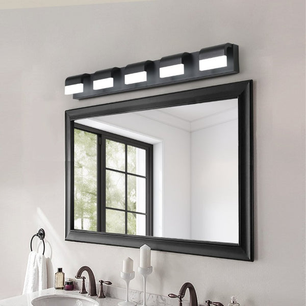 English Elm Modern Matte Black Five Light LED Vanity Bar Daylight Glow for Bathroom Mirror W1340P206819