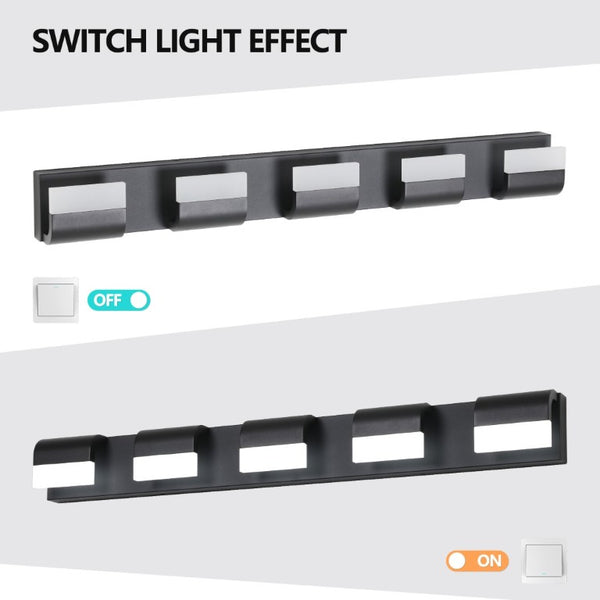 English Elm Modern Matte Black Five Light LED Vanity Bar Daylight Glow for Bathroom Mirror W1340P206819