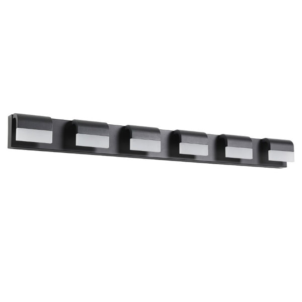 English Elm Modern Matte Black Six Light LED Vanity Bar Bright Acrylic Bath Wall Fixture W1340P206820