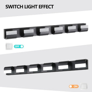 English Elm Modern Matte Black Six Light LED Vanity Bar Bright Acrylic Bath Wall Fixture W1340P206820