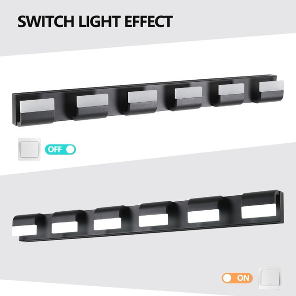 English Elm Modern Matte Black Six Light LED Vanity Bar Bright Acrylic Bath Wall Fixture W1340P206820